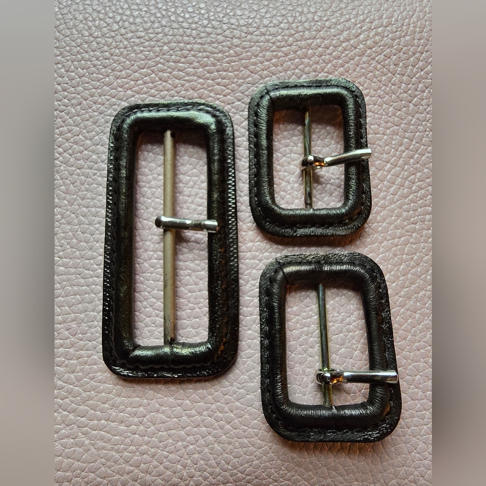 Black And Brown Rectangular Leather-Covered Buckles